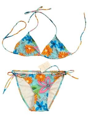 Floral Print Hippie Inspired String Bikini size S